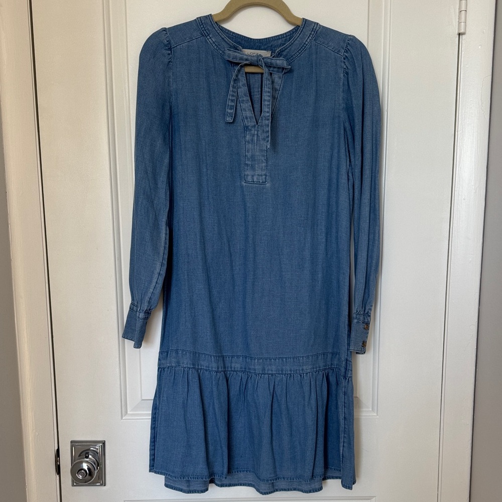 LOFT Blue Long Sleeve Dress